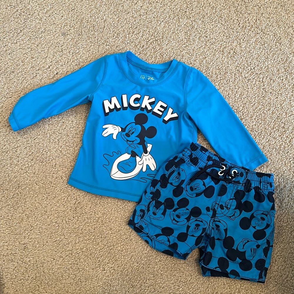 Baby Gap Swim Trunks and Rash Guard